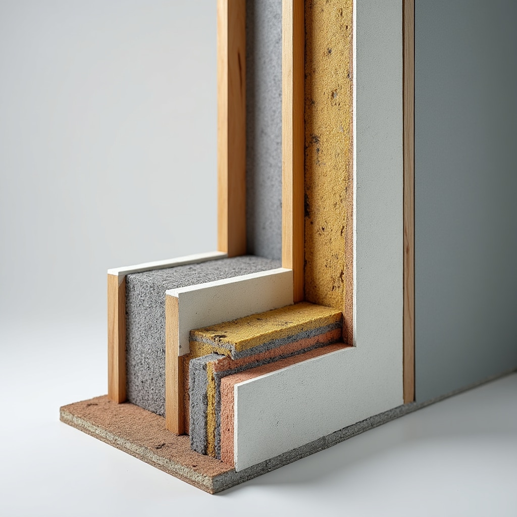 Cross-section of high-performance wall assembly showing continuous insulation layers